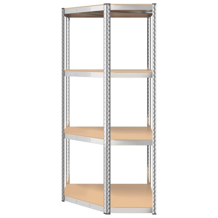 4-Layer Corner Shelf Silver Steel&Engineered Wood