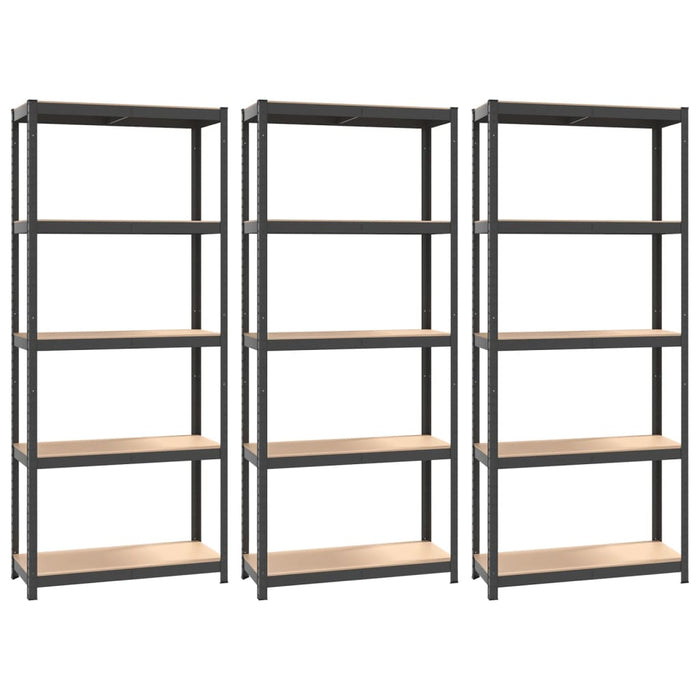 5-Layer Shelves 3 pcs Anthracite Steel&Engineered Wood