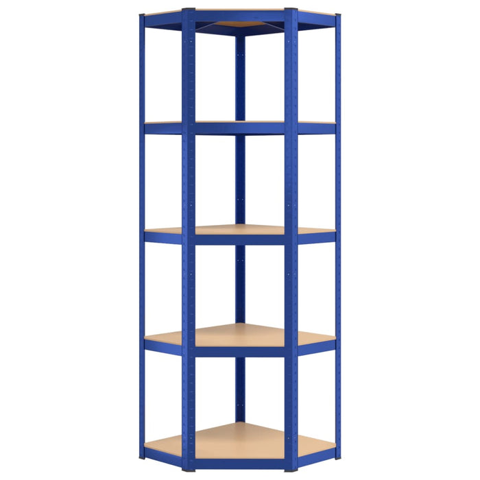 5-Layer Corner Shelf Blue Steel&Engineered Wood