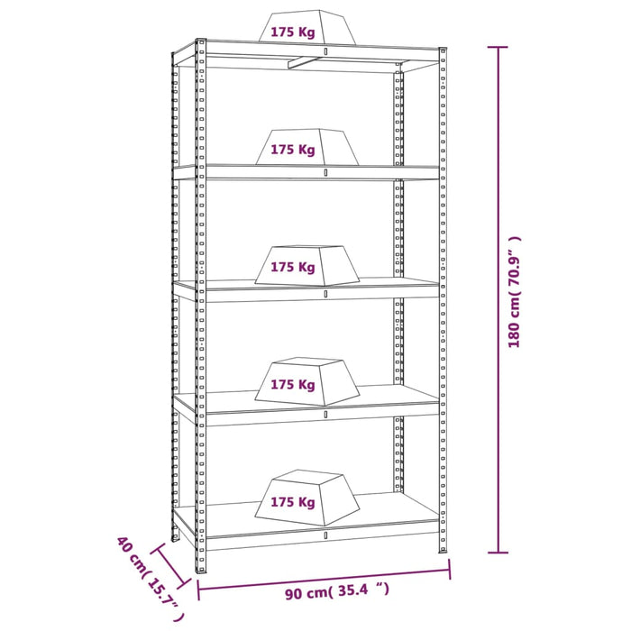 5-Layer Storage Shelf Anthracite Steel&Engineered Wood