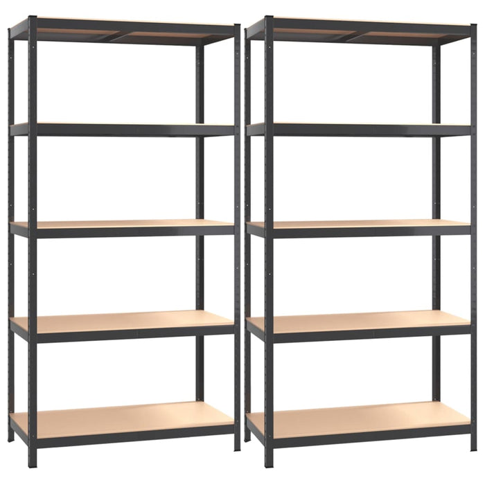 5-Layer Shelves 2 pcs Anthracite Steel&Engineered Wood