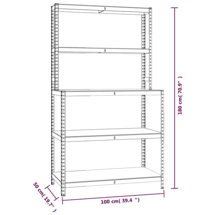 5-Layer Work Table with Shelves Blue Steel&Engineered Wood