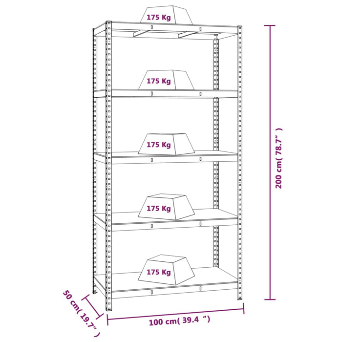 5-Layer Storage Shelf Anthracite Steel&Engineered Wood