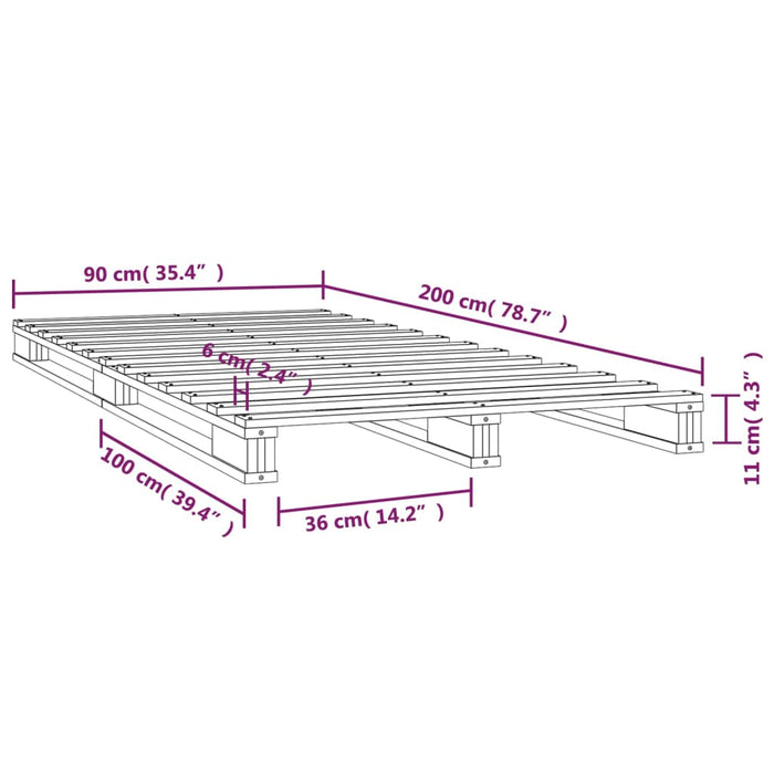 Pallet Bed without Mattress White 90x200 cm Solid Wood