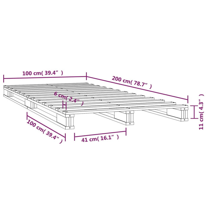 Pallet Bed without Mattress 100x200 cm Solid Wood