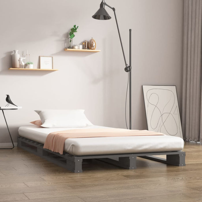 Pallet Bed without Mattress Grey 100x200 cm Solid Wood