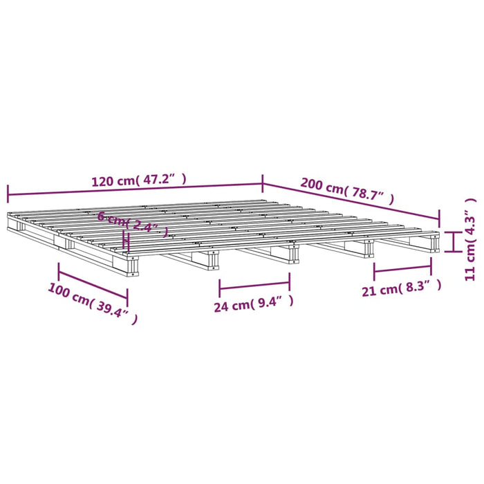 Pallet Bed without Mattress Grey 120x200 cm Solid Wood