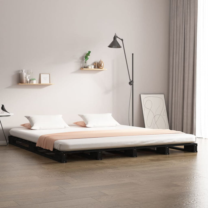 Pallet Bed without Mattress Black 120x200 cm Solid Wood