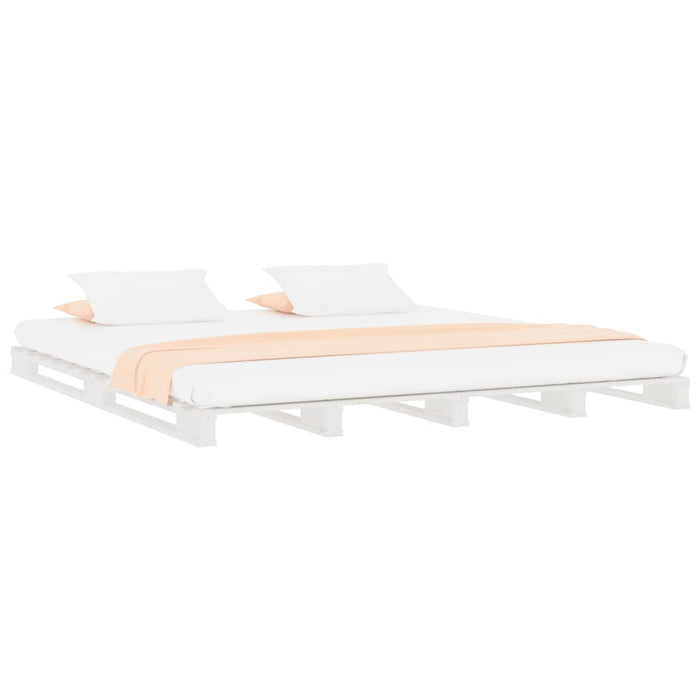 Pallet Bed without Mattress White King Size Solid Wood