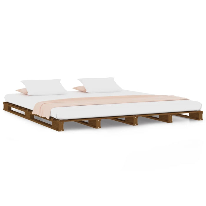 Pallet Bed without Mattress Honey Brown King Size Solid Wood