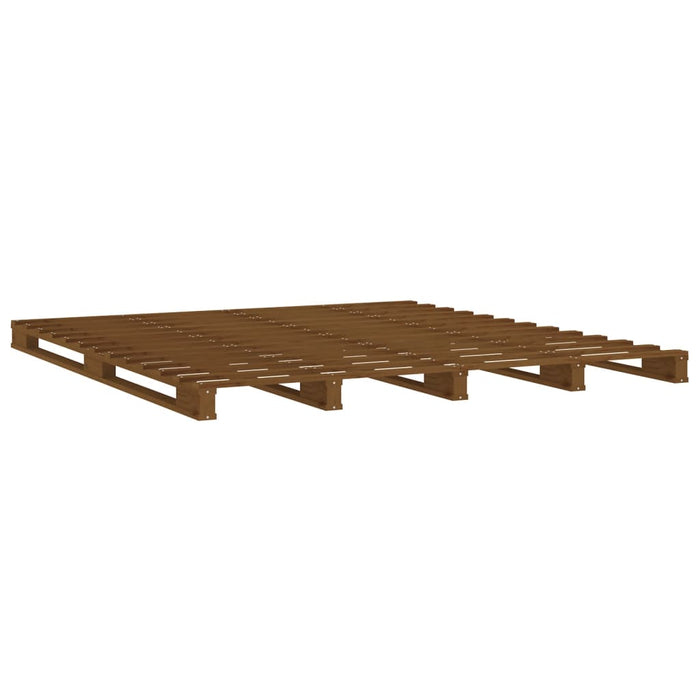 Pallet Bed without Mattress Honey Brown King Size Solid Wood