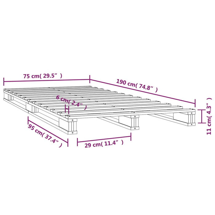 Pallet Bed without Mattress White Small Single Solid Wood