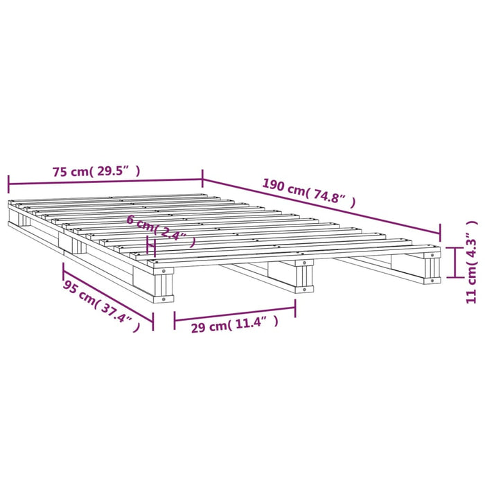 Pallet Bed without Mattress Grey Small Single Solid Wood