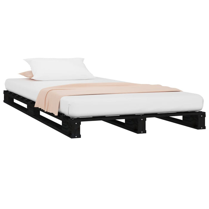 Pallet Bed without Mattress Black Small Single Solid Wood