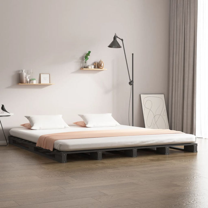 Pallet Bed without Mattress Grey Small Double Solid Wood