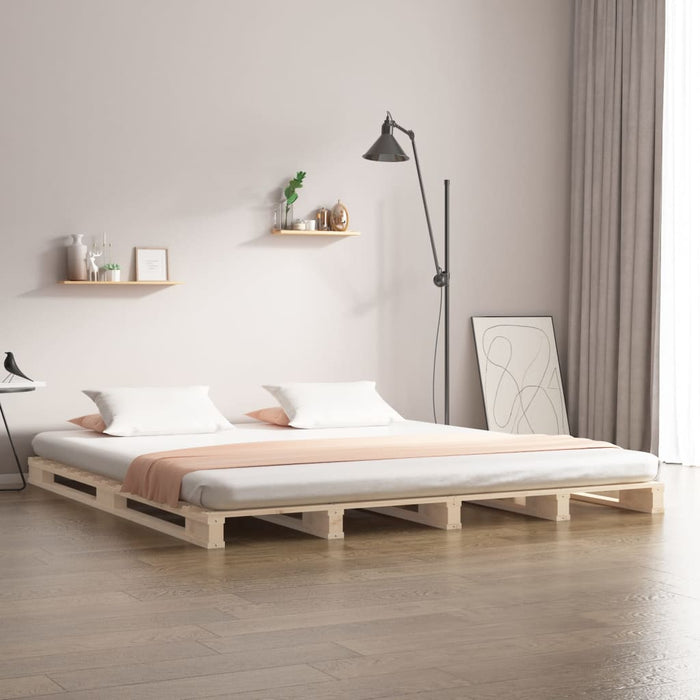 Pallet Bed without Mattress Double Solid Wood