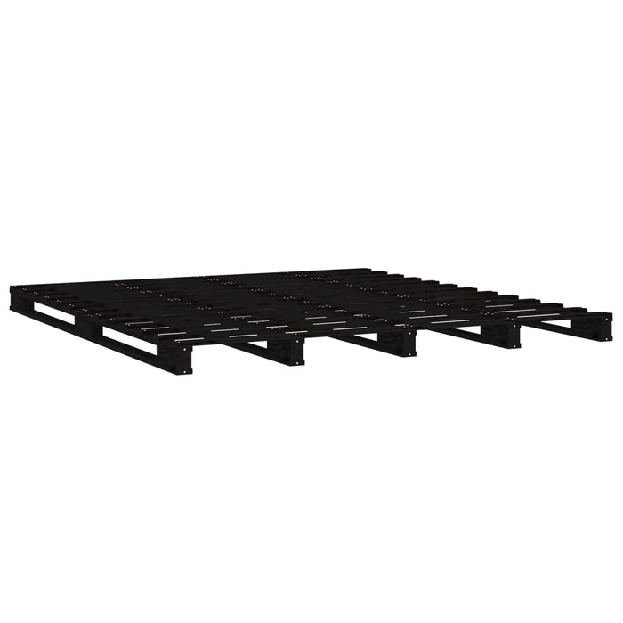 Pallet Bed without Mattress Black Double Solid Wood