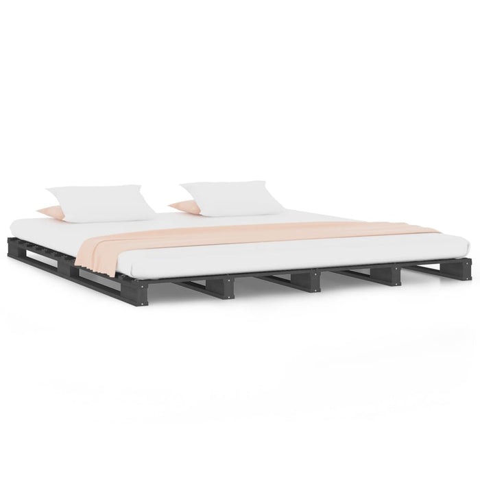 Pallet Bed without Mattress Grey 140x190 cm Solid Wood