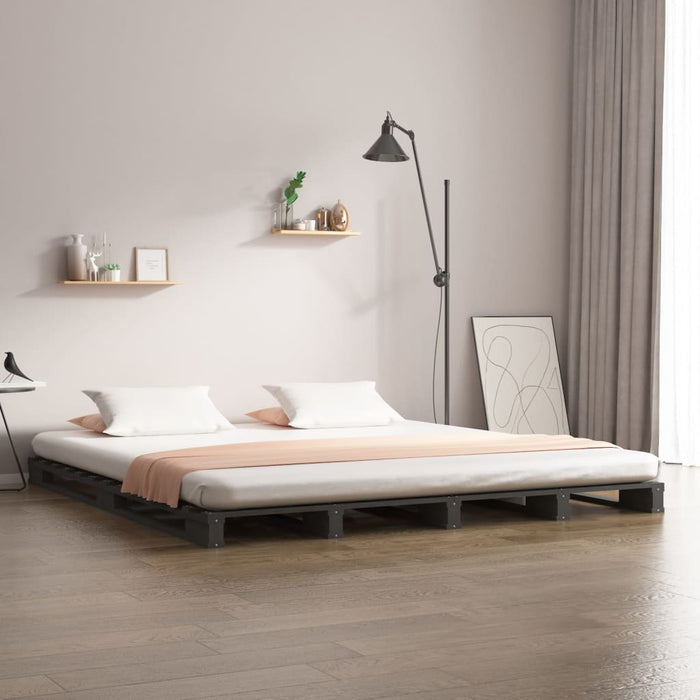 Pallet Bed without Mattress Grey 140x190 cm Solid Wood