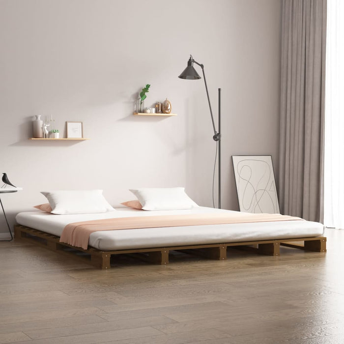 Pallet Bed without Mattress Honey Brown 140x190 cm Solid Wood