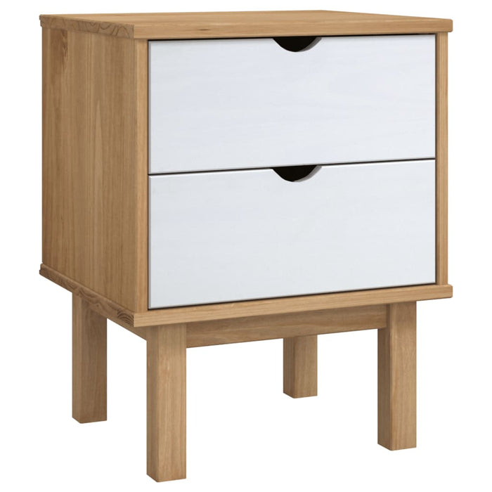 Bedside Cabinet OTTA Brown&White 46x39.5x57cm Solid Wood Pine