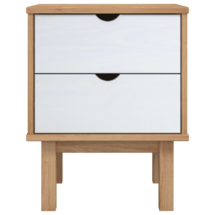 Bedside Cabinet OTTA Brown&White 46x39.5x57cm Solid Wood Pine