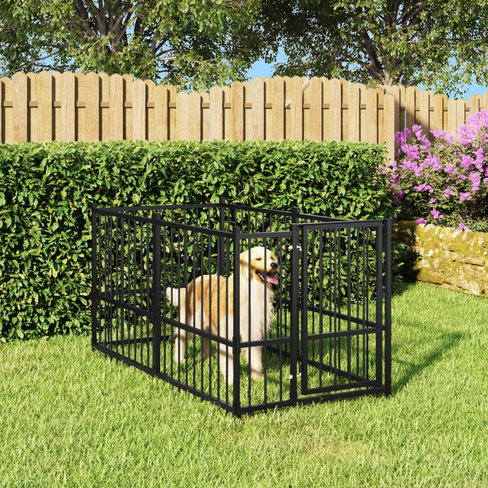 Dog Kennel Black 193.5x97x100 cm Steel