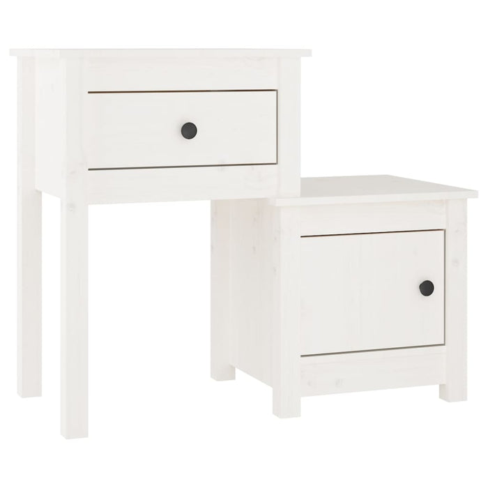 Bedside Cabinet White 79.5x38x65.5 cm Solid Wood Pine