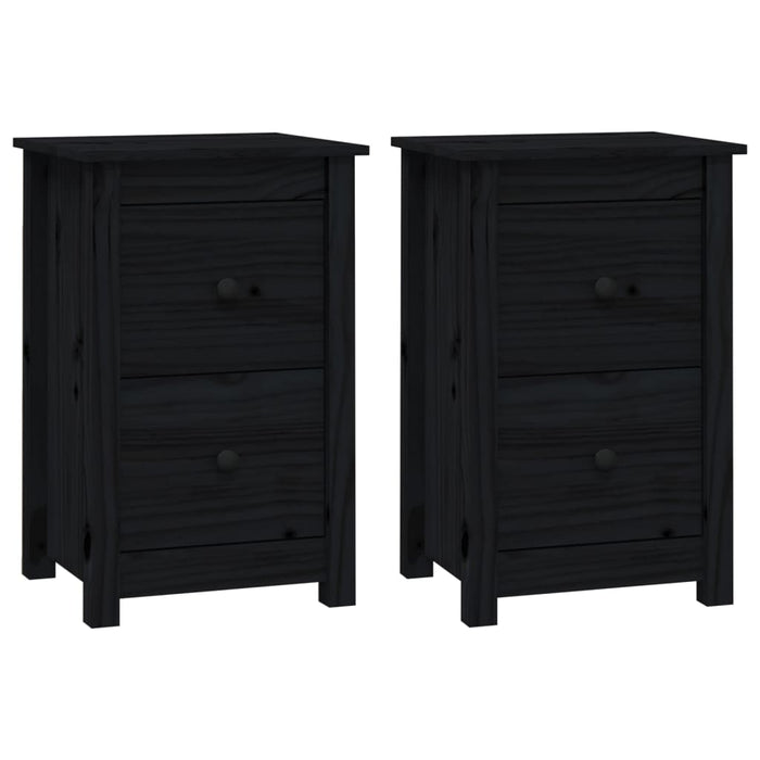 Bedside Cabinets 2 pcs Black 40x35x61.5 cm Solid Wood Pine