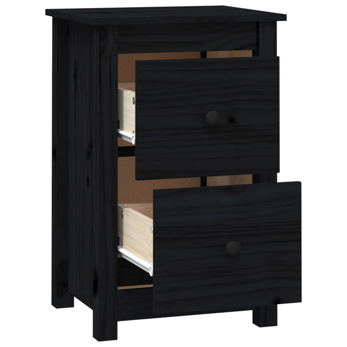 Bedside Cabinets 2 pcs Black 40x35x61.5 cm Solid Wood Pine