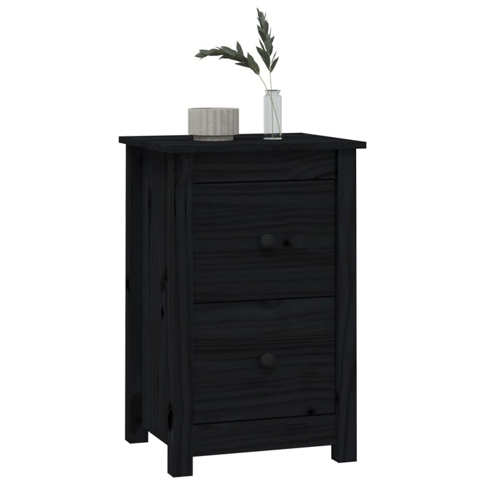 Bedside Cabinets 2 pcs Black 40x35x61.5 cm Solid Wood Pine