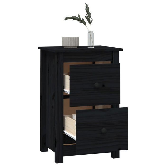 Bedside Cabinets 2 pcs Black 40x35x61.5 cm Solid Wood Pine