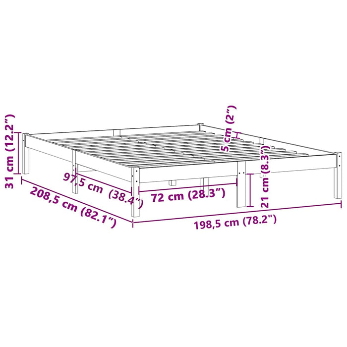 Bed Frame without Mattress 193x203 cm Solid Wood Pine King