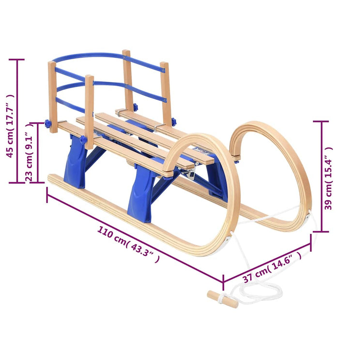 Foldable Sledge with Backrest 110 cm Plywood