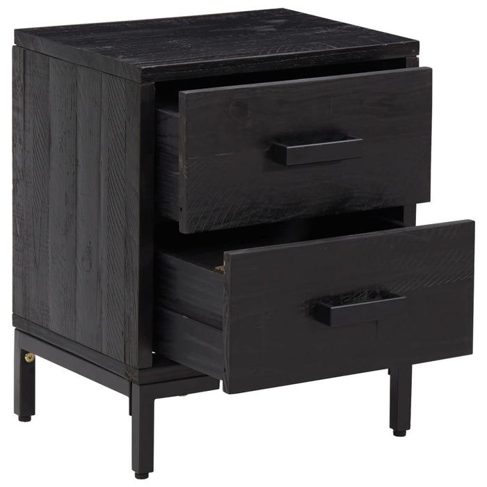 Bedside Cabinet Black 36x30x45 cm Solid Pinewood