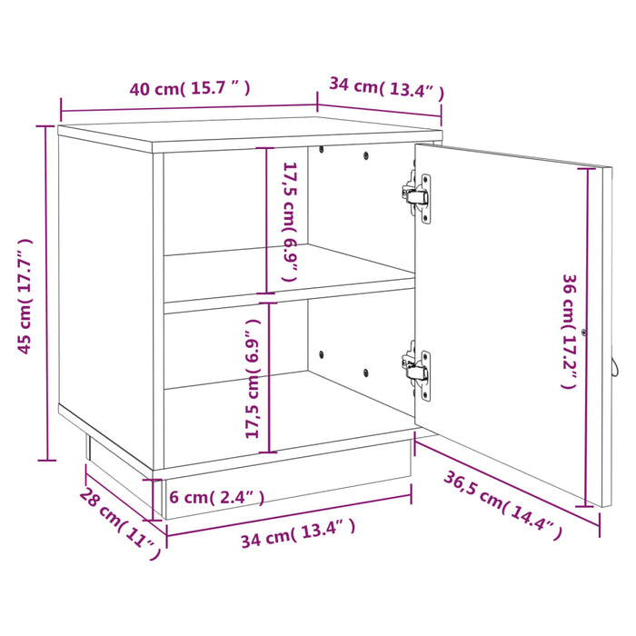 Noptiera Gri 40x34x45 cm Lemn Masivul Pin