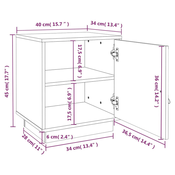 Noptiera 2 buc Negru 40x34x45 cm Lemn Masivul Pin