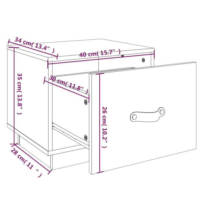 Noptiera 2 buc Alb 40x34x35 cm Lemn Masivul Pin