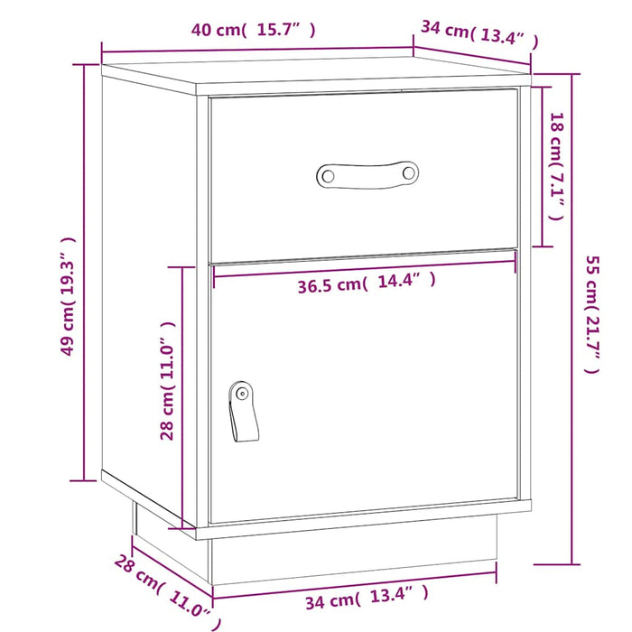 Noptiera Gri 40x34x55 cm Lemn Masivul Pin