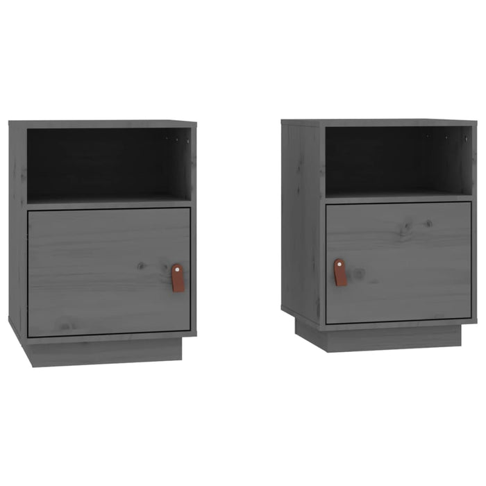 Bedside Cabinets 2 pcs Grey 40x34x55 cm Solid Wood Pine