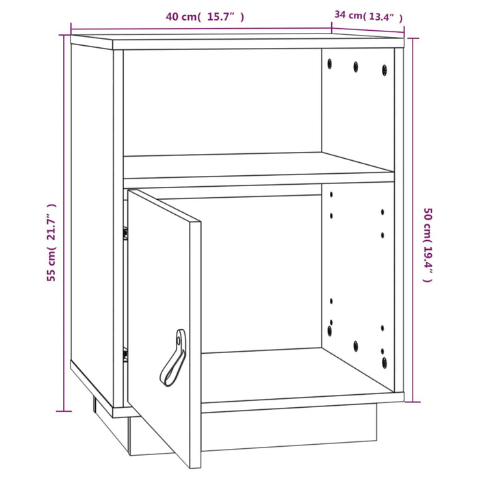 Bedside Cabinets 2 pcs Grey 40x34x55 cm Solid Wood Pine