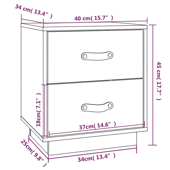 Noptiera 2 buc Maro Miere 40x34x45 cm Lemn Masivul Pin