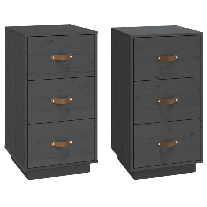 Bedside Cabinets 2 pcs Grey 40x40x75 cm Solid Wood Pine