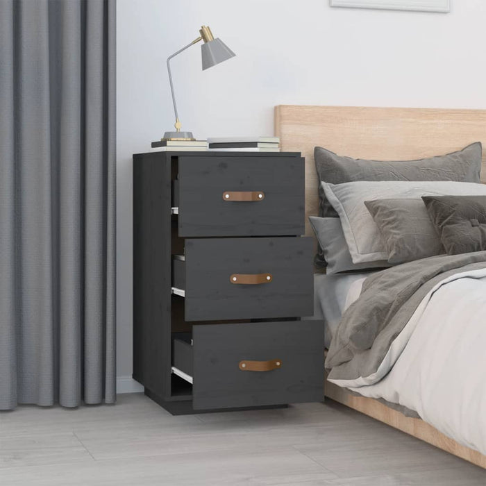 Bedside Cabinets 2 pcs Grey 40x40x75 cm Solid Wood Pine