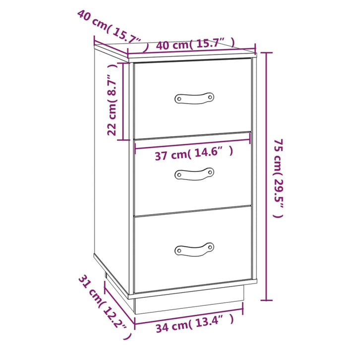 Bedside Cabinets 2 pcs Grey 40x40x75 cm Solid Wood Pine