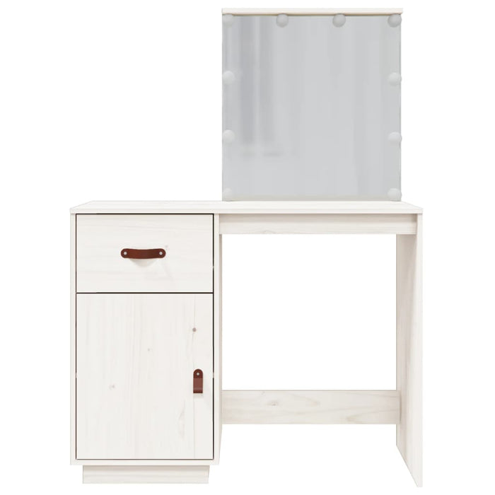 Dressing Table with LED White 95x50x133.5 cm Solid Wood Pine