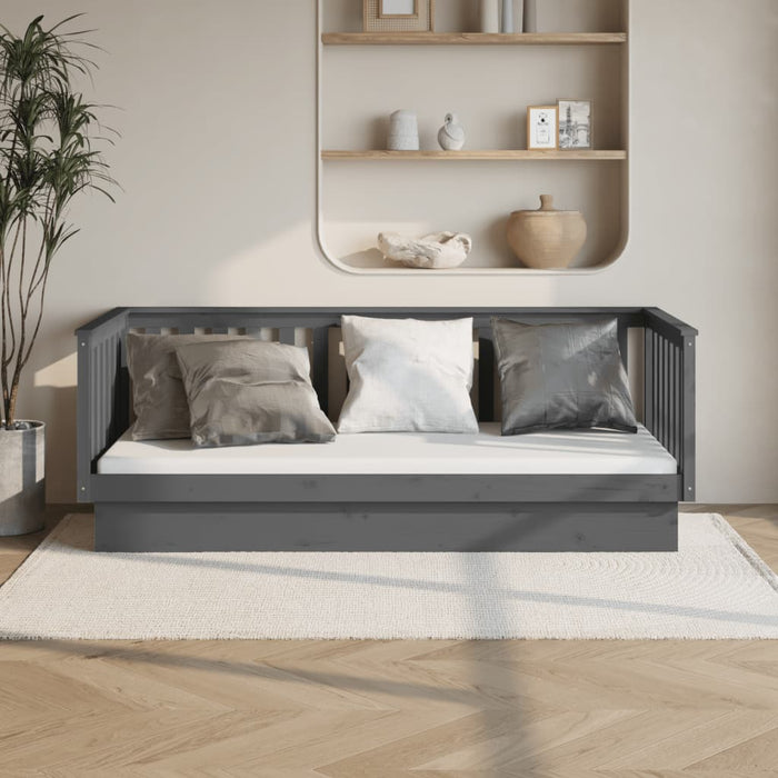 Day Bed without Mattress Grey 90x200 cm Solid Wood Pine