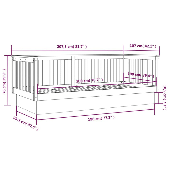 Day Bed without Mattress 100x200 cm Solid Wood Pine