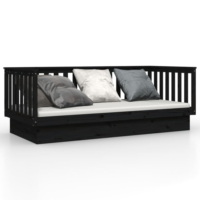 Day Bed without Mattress Black 100x200 cm Solid Wood Pine