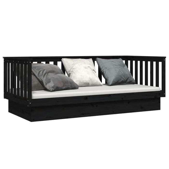 Day Bed without Mattress Black 100x200 cm Solid Wood Pine